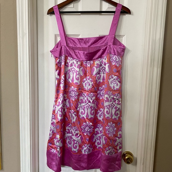 INC Pink 70s Pattern Satiny Dress Size 14 - Picture 6 of 8